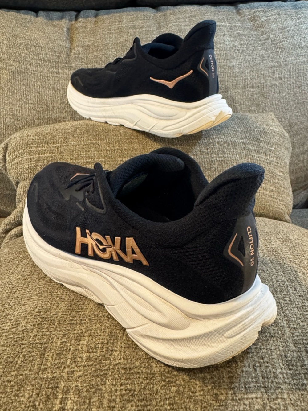Hoka Clifton 10 Black/Rose Gold 1162031 BRGL Size 12 - Picture 11 of 11